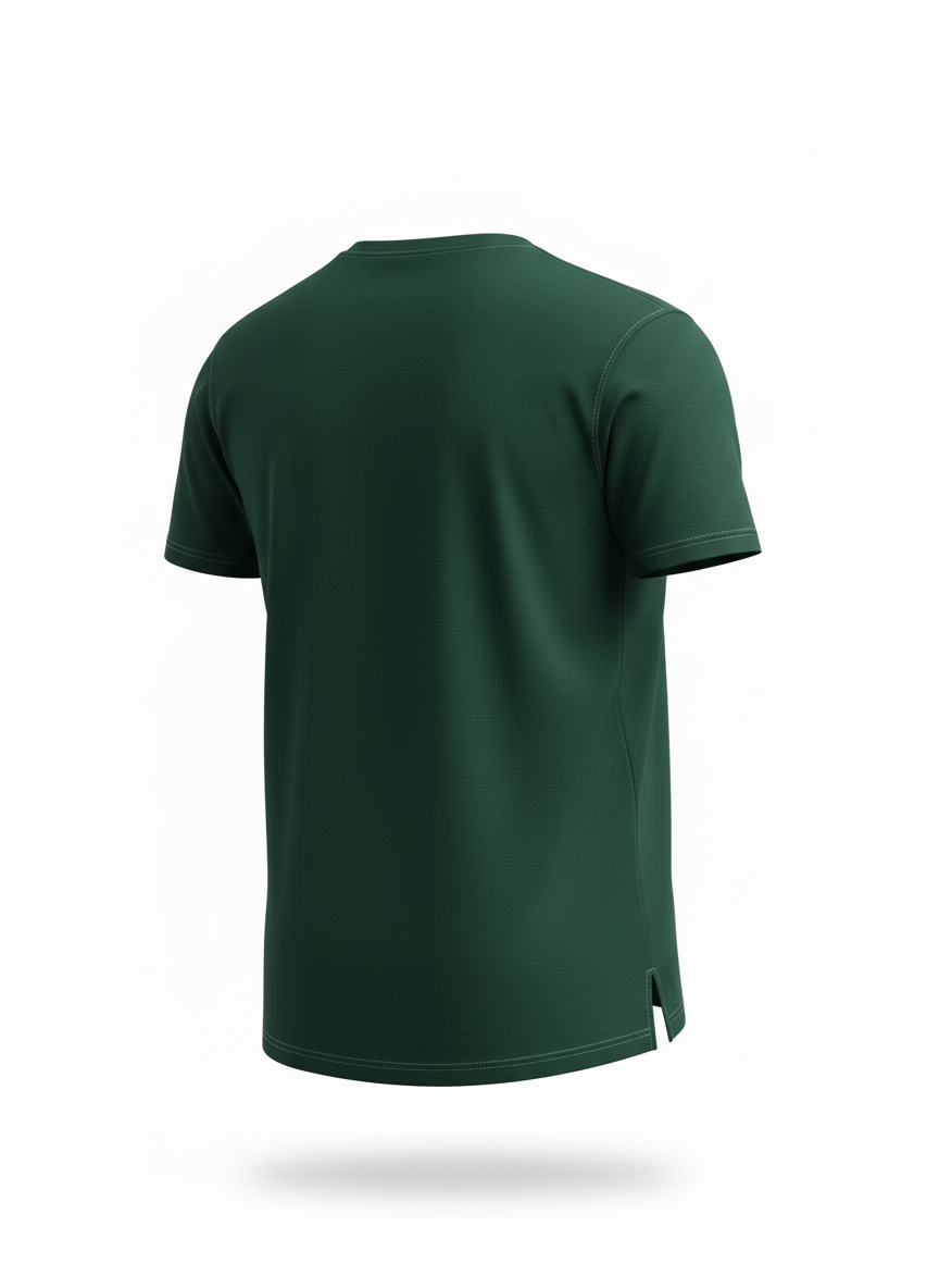 T-shirt in Forest Green with Side Slit Long-Back Cut
