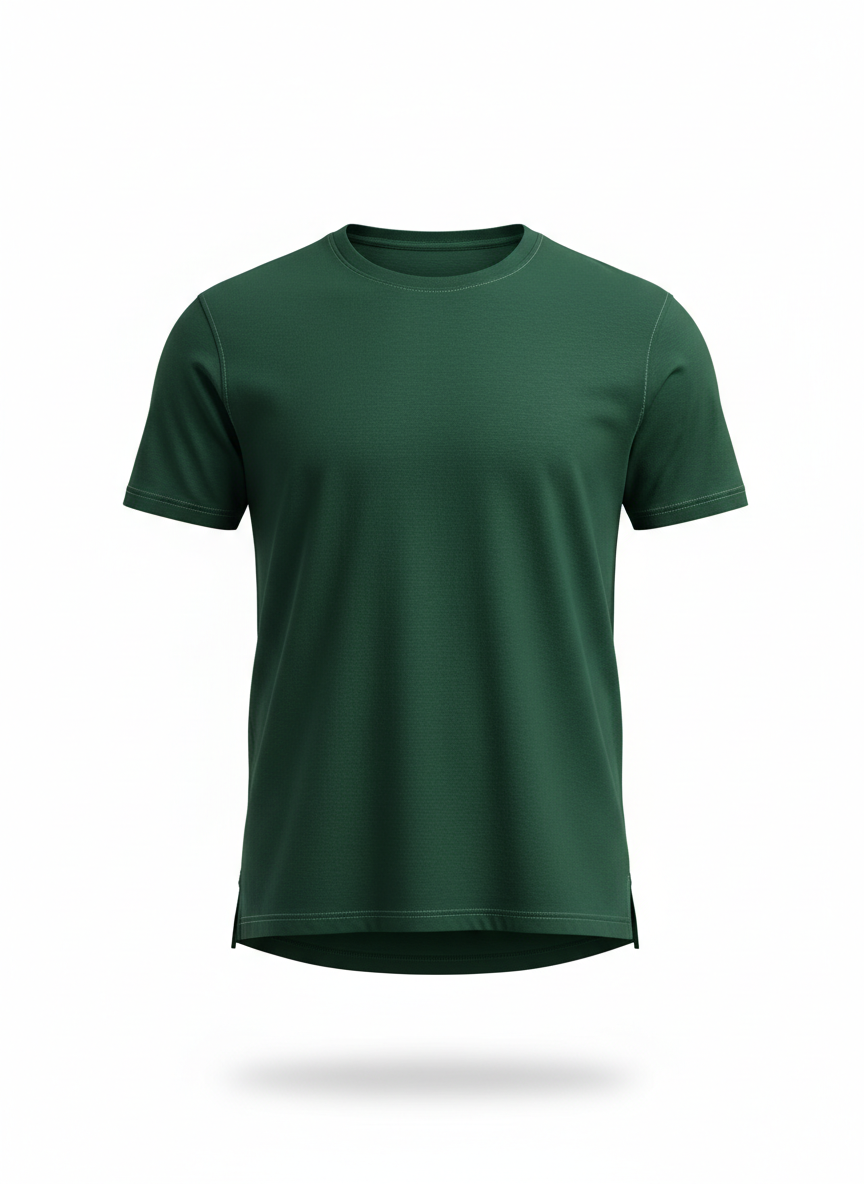 T-shirt in Forest Green with Side Slit Long-Back Cut