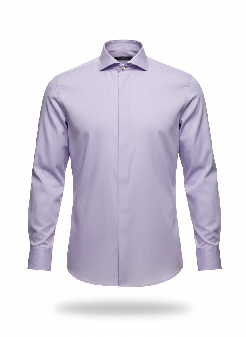 Formal Shirt with Minimalist Stand Collar Cut