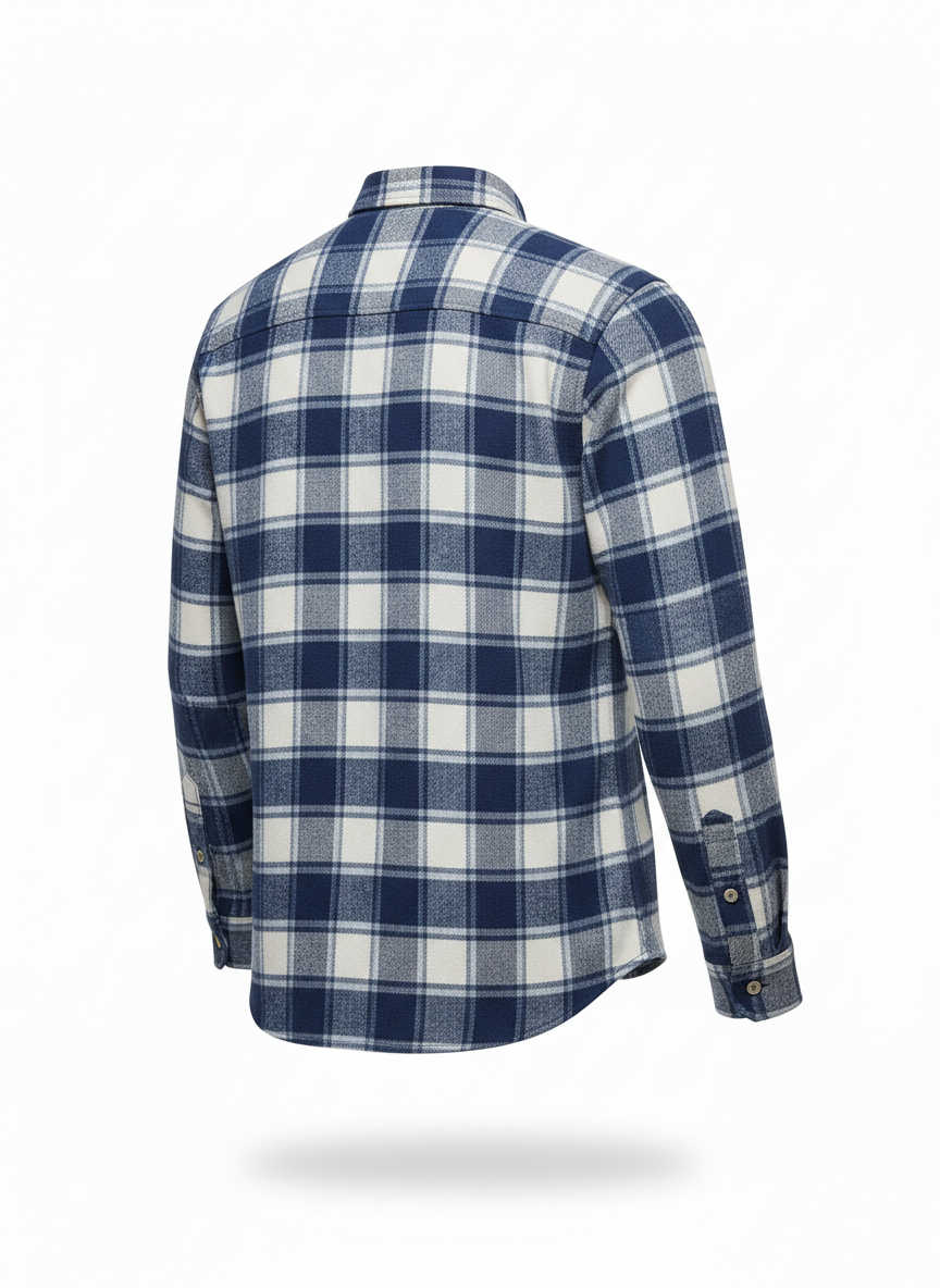 Casual Shirt with Curved Hem Flannel Cut