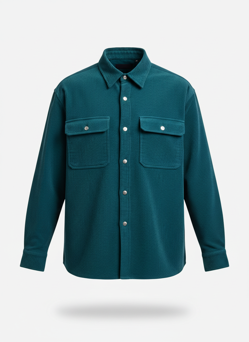 Casual Shirt Corduroy with Boxy Ribbed Cut